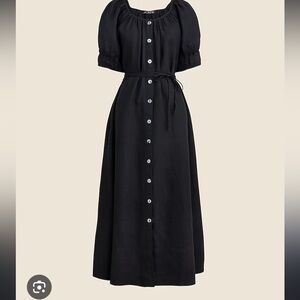 J. Crew Black Midi Dress with Button Detail